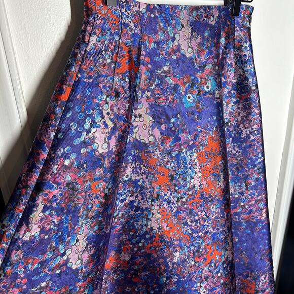 LK Bennett Women's Brunele Full Printed Midi Skirt Size 4 Abstract Artsy Bold - Picture 3 of 13